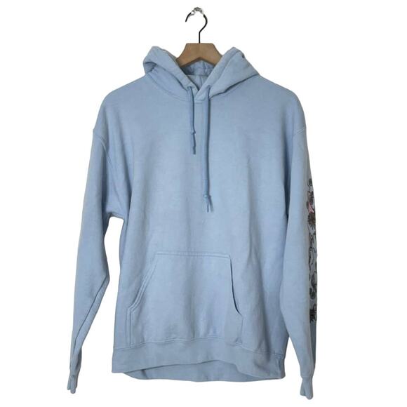 Silence + Noise Skeleton Flower Hoodie Sweatshirt Light Blue Size Medium - Picture 2 of 9